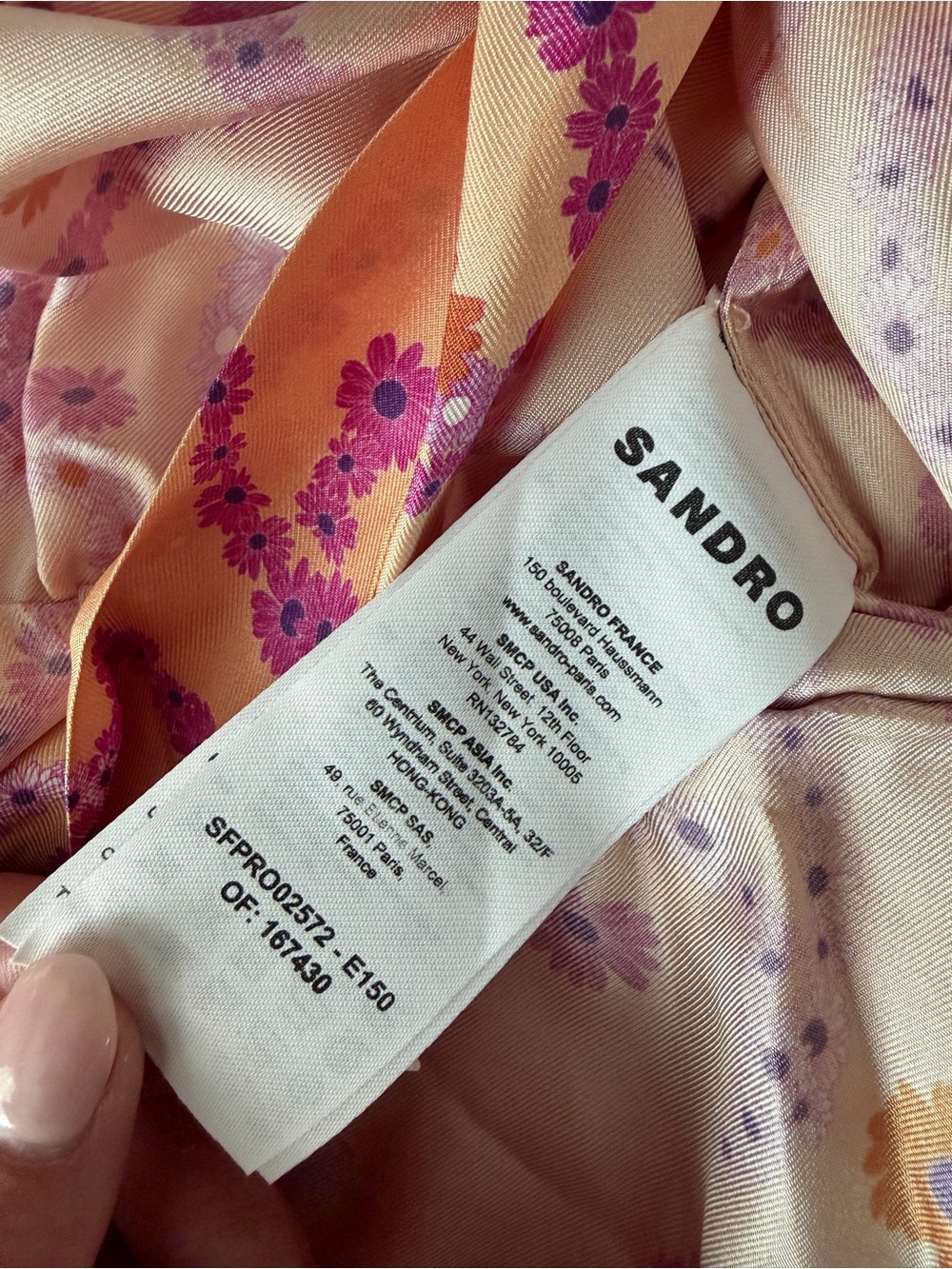 Sandro Peach and Pink Patterned Ruffle Mini Dress - Picture 6 of 7